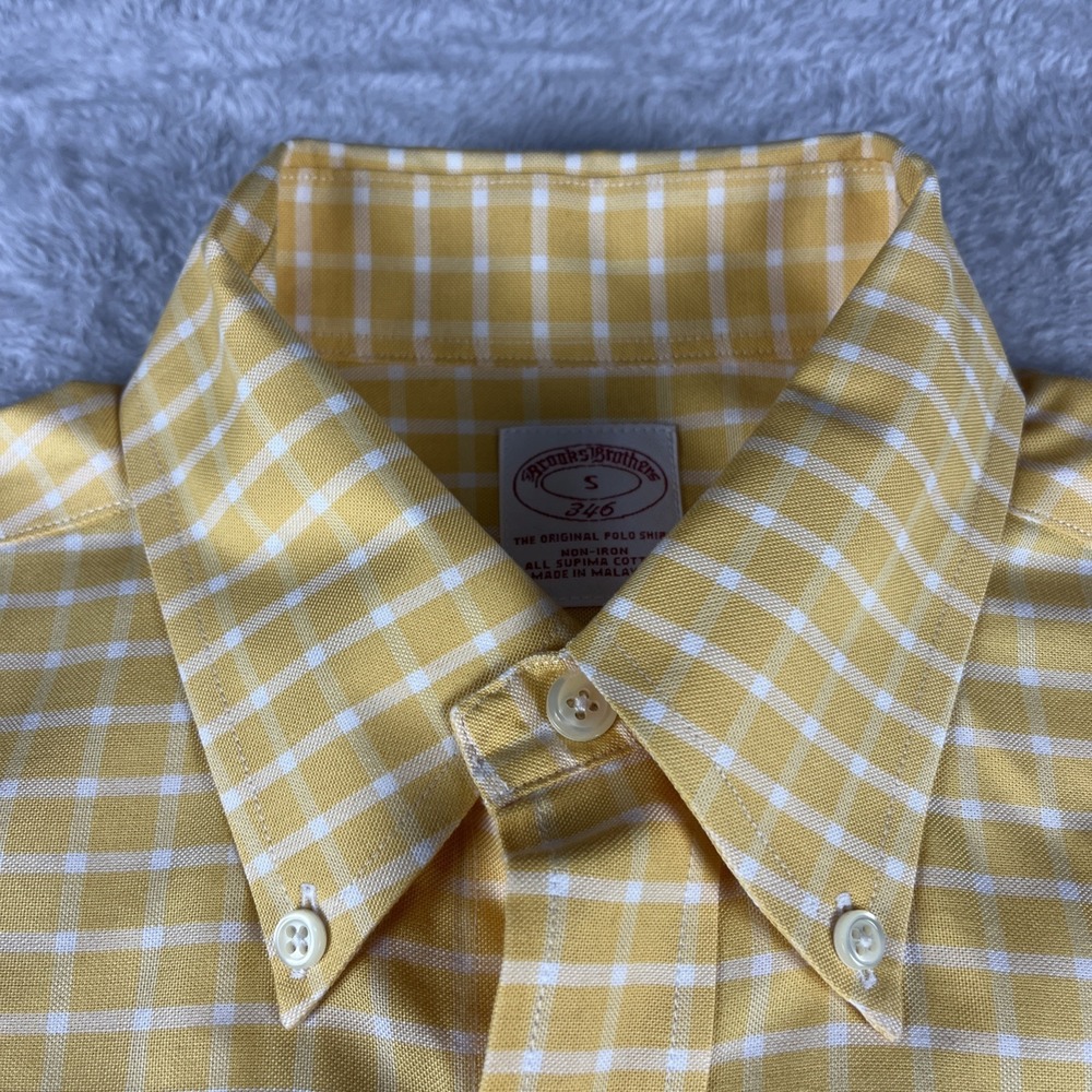 Brooks Brothers 346 Size Small Yellow Button Down Long Sleeve Shirt - Picture 3 of 10